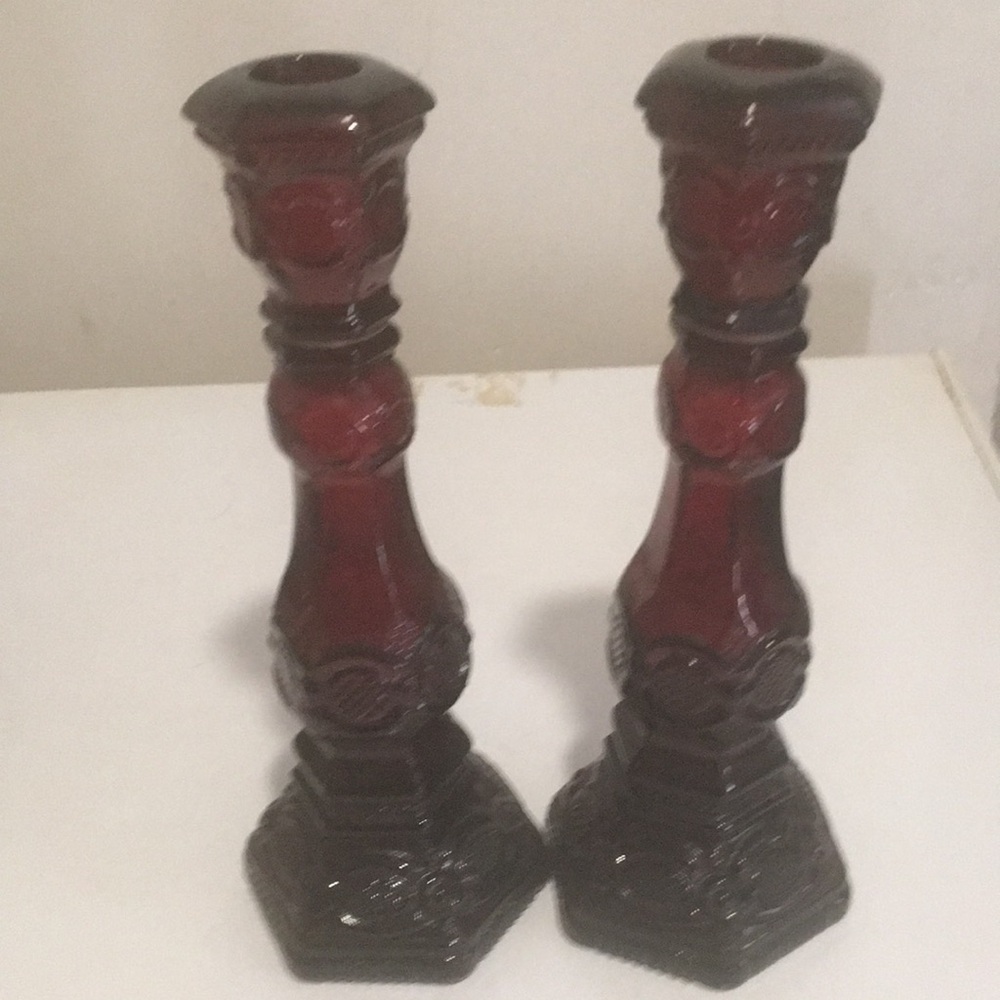 Elegant Red Glass Candle Holders